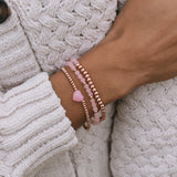 Rose Quartz Heart Stretch Bracelet Set